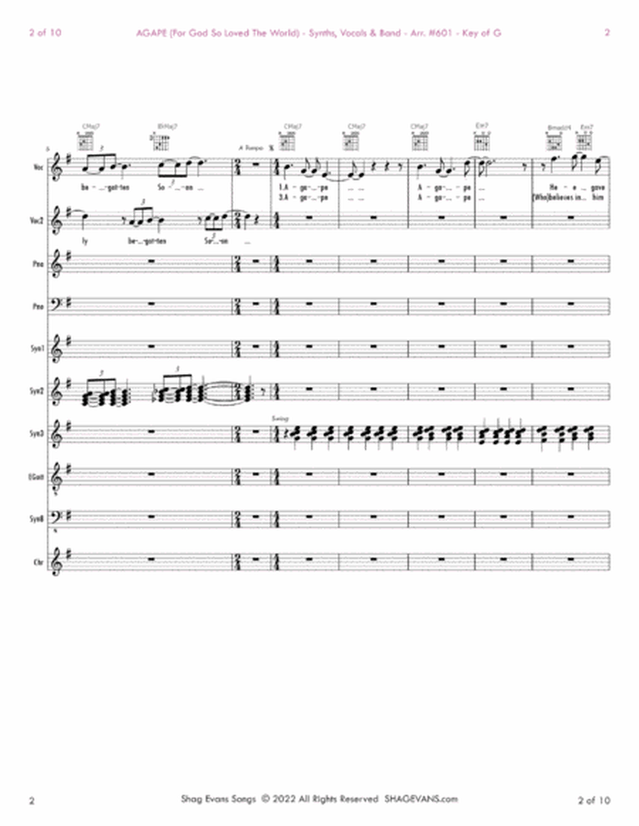 AGAPE (For God So Loved The World) A601G - Single Sheet Music image number null