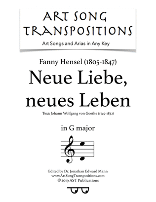 HENSEL: Neue Liebe, neues Leben (transposed to G major)