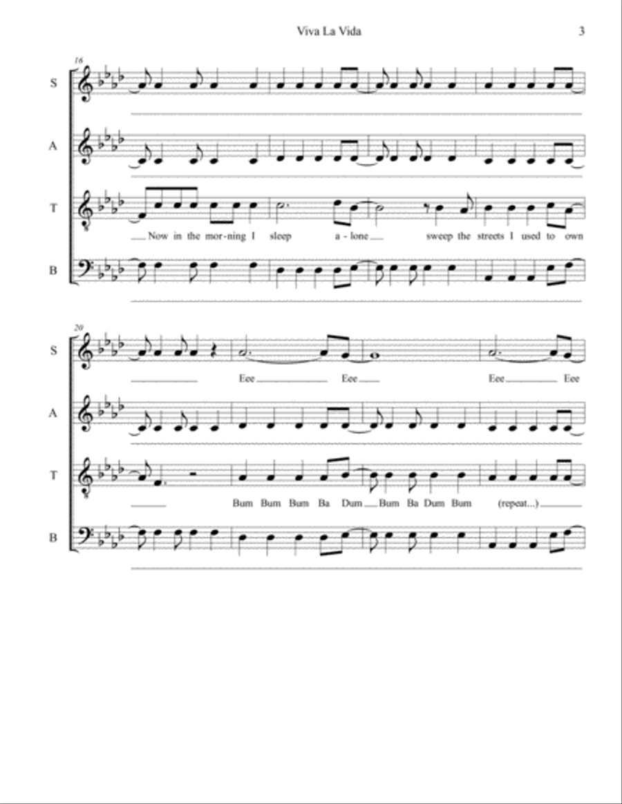Viva La Vida 4-Part scores gallery preview page 3