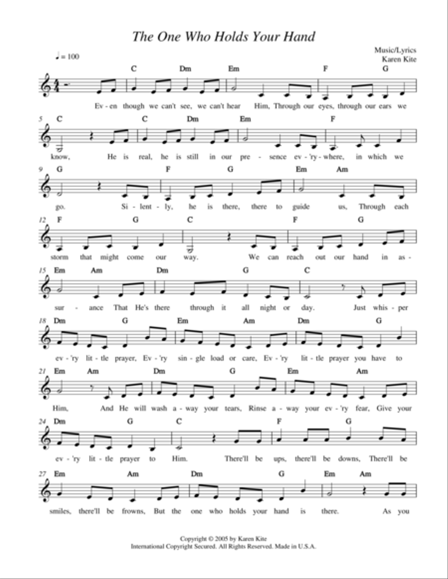 The One Who Holds Your Hand Piano, Vocal, Guitar scores gallery preview page 1