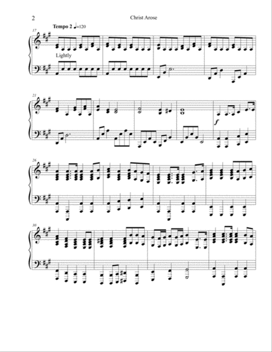 Christ Arose Piano Solo scores gallery preview page 2