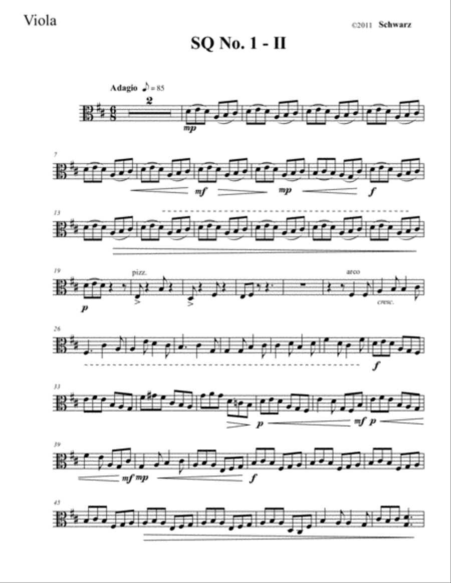 String Quartet 1 in D Minor - viola String Quartet scores gallery preview page 6