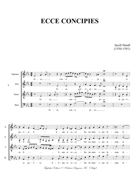 ECCE CONCIPIES - J. Handl - For SATB Choir image number null