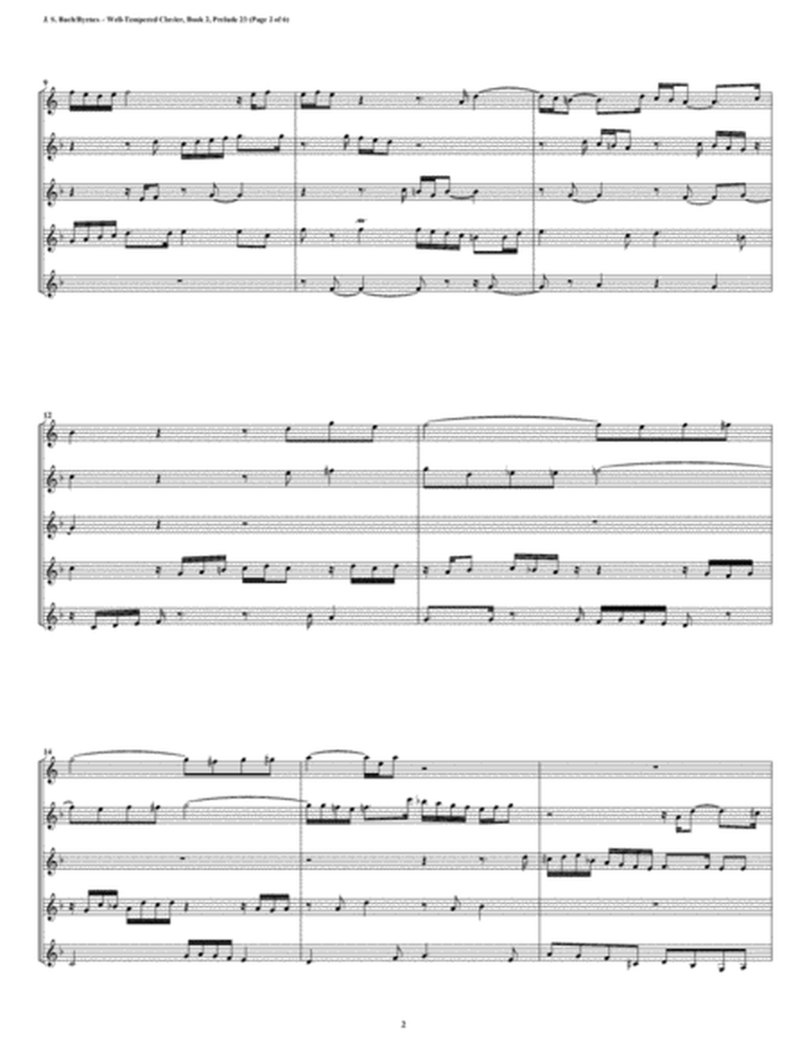 Prelude 23 from Well-Tempered Clavier, Book 2 (Clarinet Quintet) image number null