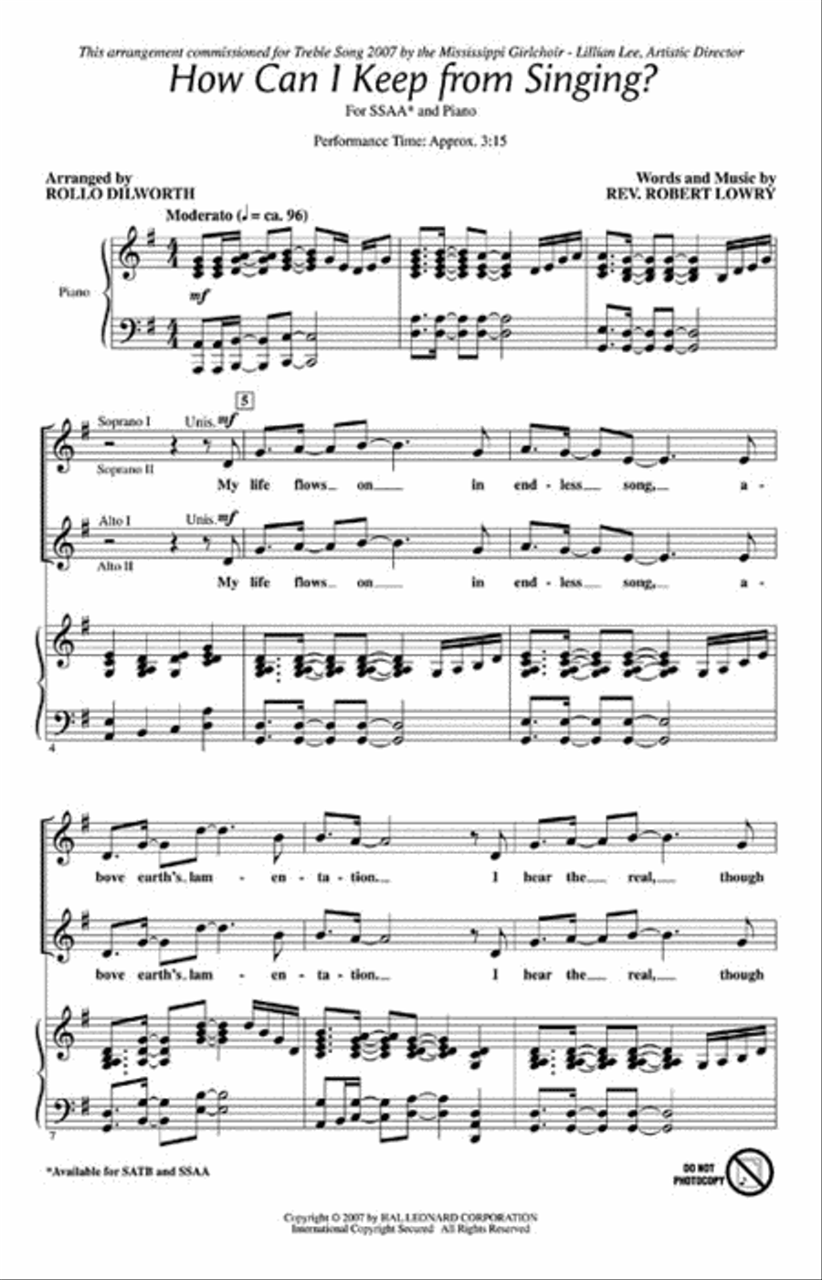 How Can I Keep from Singing? SSAA scores gallery preview page 2