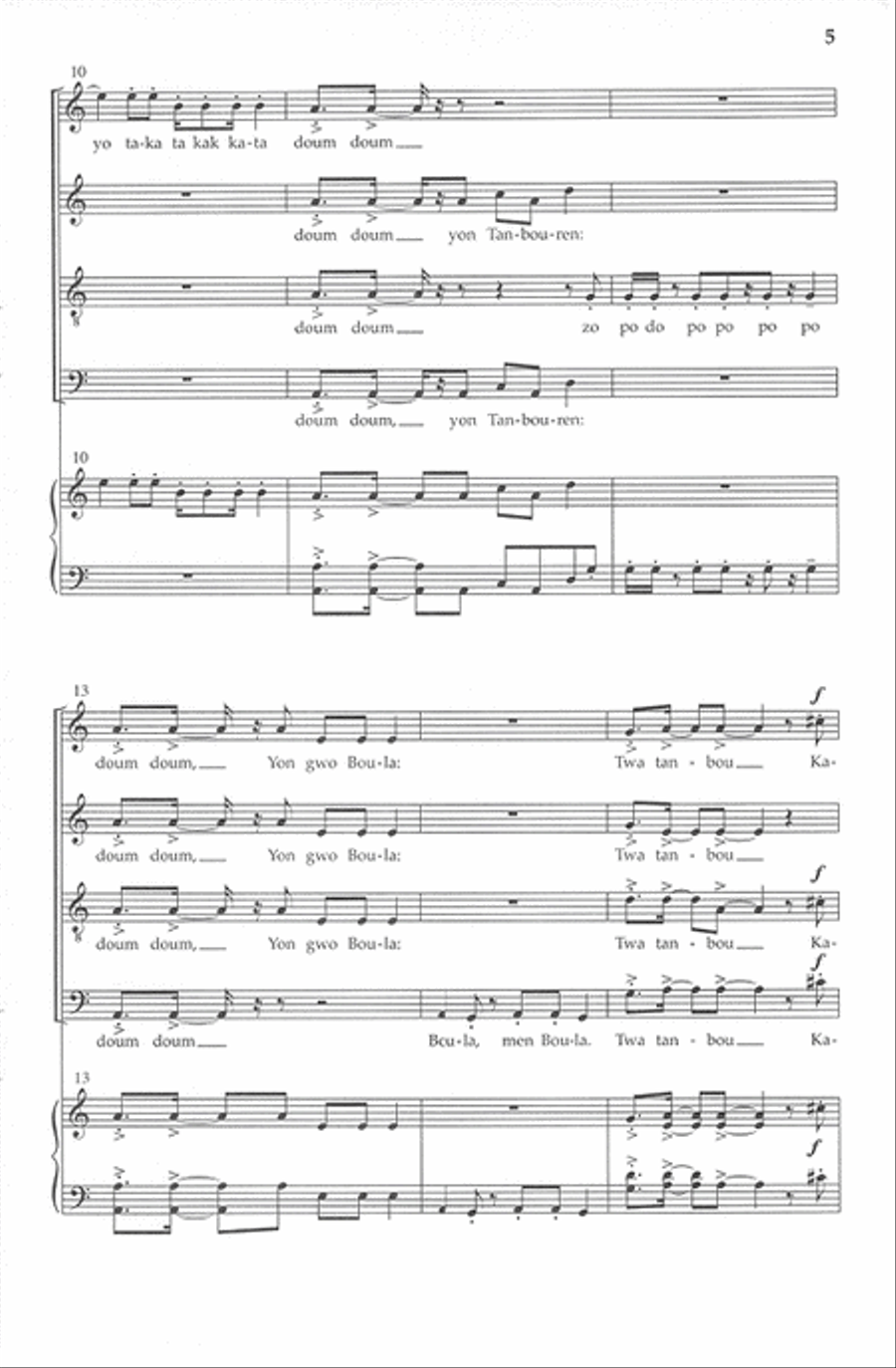 Twa Tanbou 4-Part scores gallery preview page 4