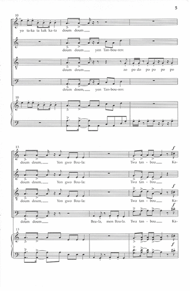 Twa Tanbou by Sydney Guillaume 4-Part - Sheet Music
