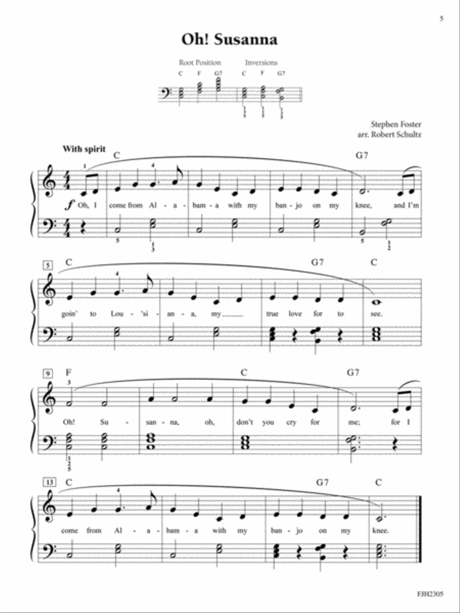 Playing the Piano with Three Chords -- Folk Songs Easy Piano scores gallery preview page 2