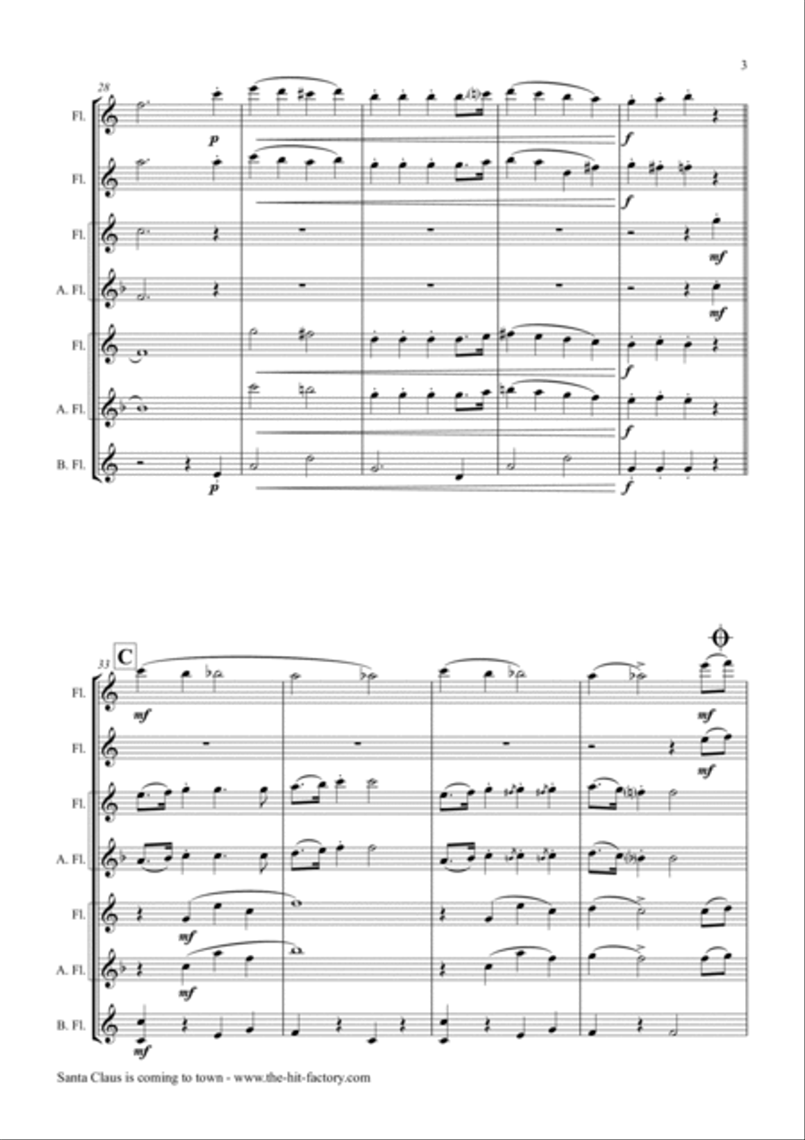 Santa Claus Is Comin' To Town Woodwind Ensemble scores gallery preview page 3