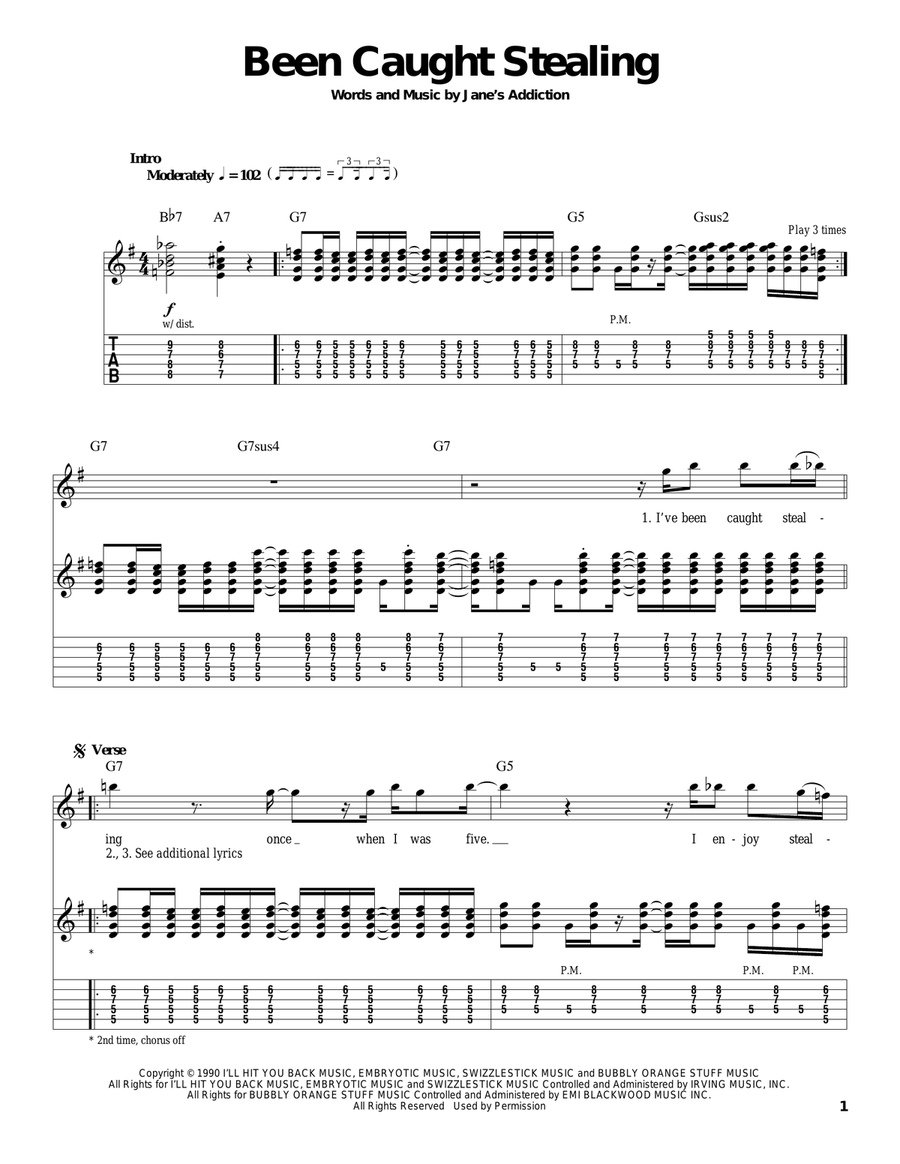 Been Caught Stealing Been Caught Stealing Acoustic Guitar scores gallery preview page 1