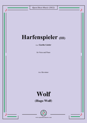 Book cover for Wolf-Harfenspieler III,in e flat minor,IHW10 No.3