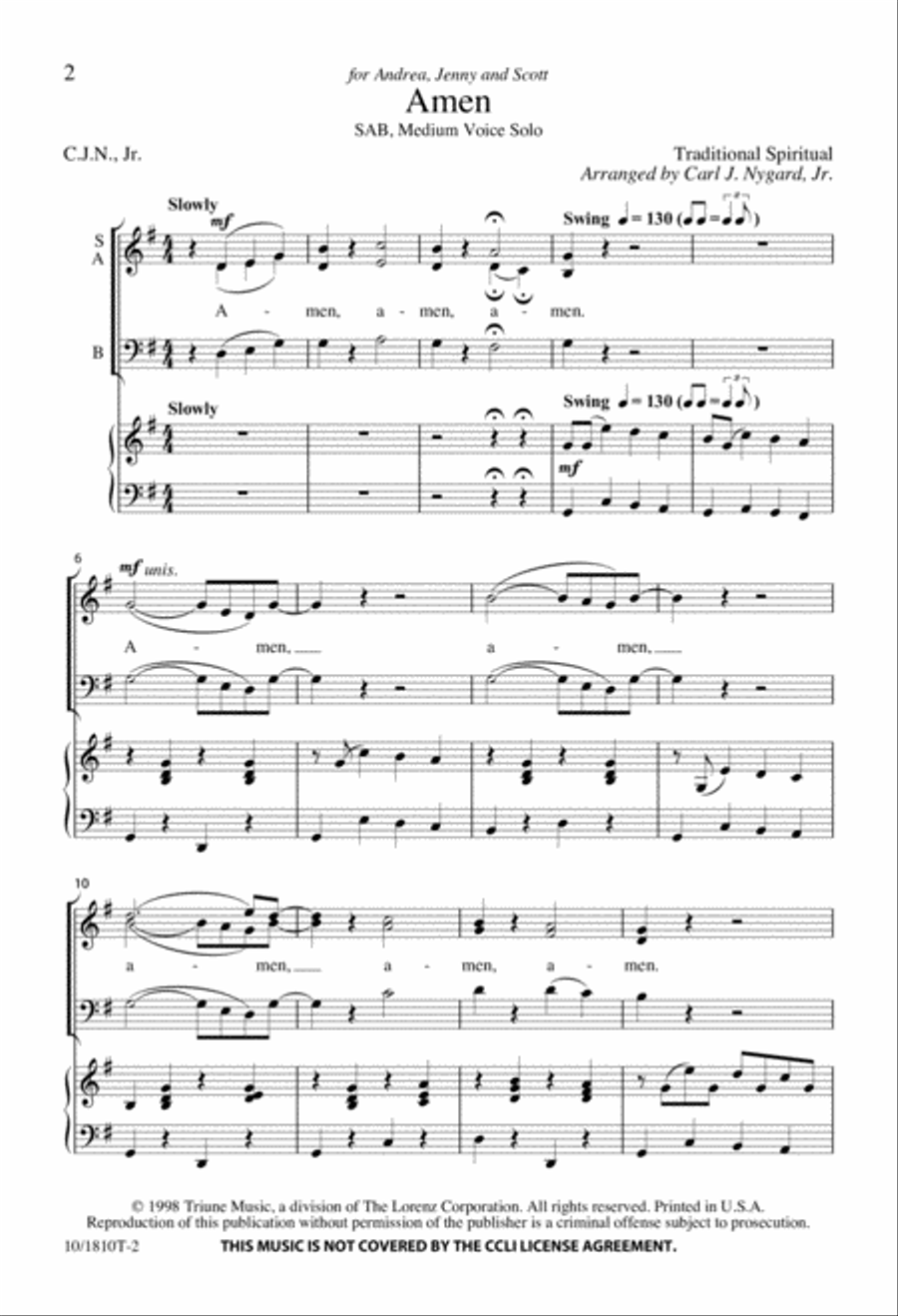 Amen Amen 3-Part scores gallery preview page 2