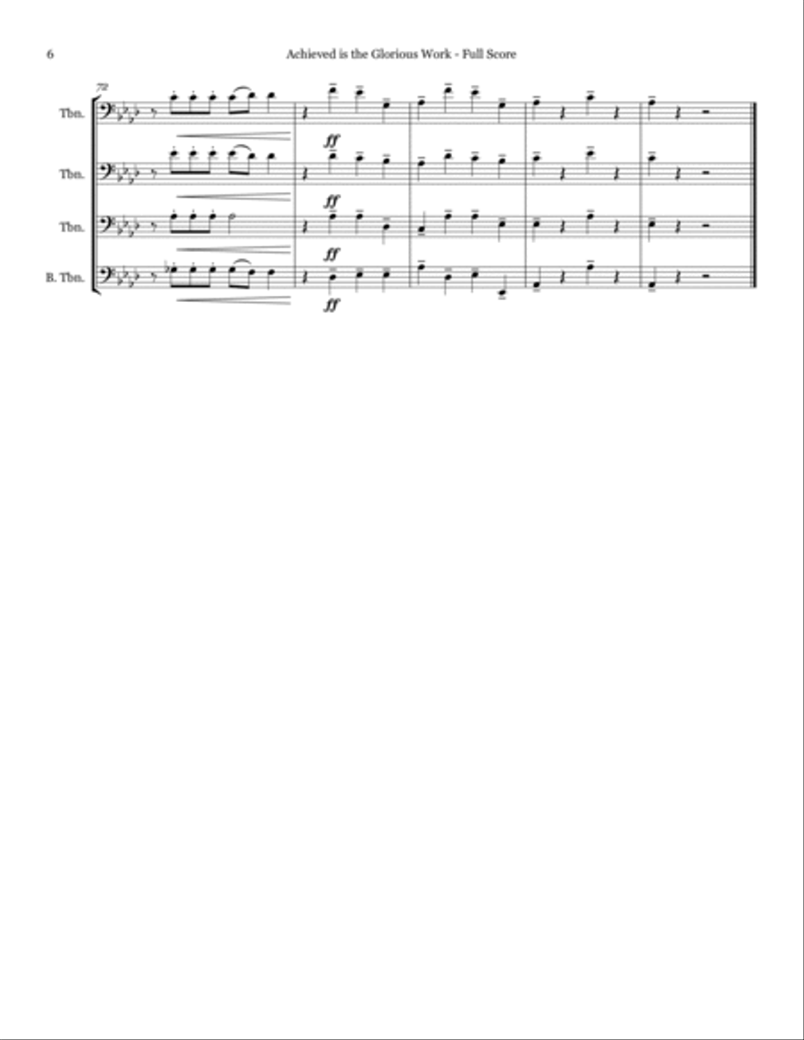 Achieved is the Glorious Work - Trombone Quartet Trombone Quartet scores gallery preview page 6