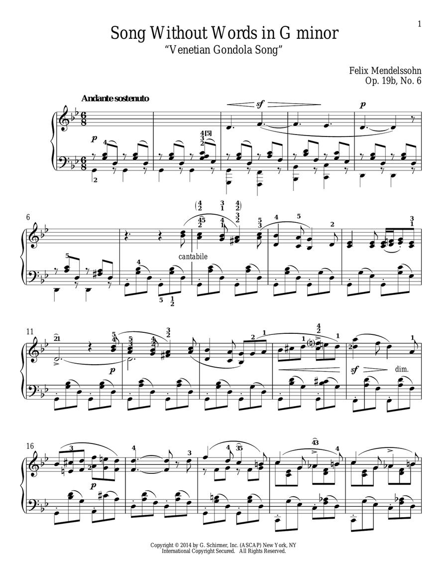 Song Without Words In G Minor 