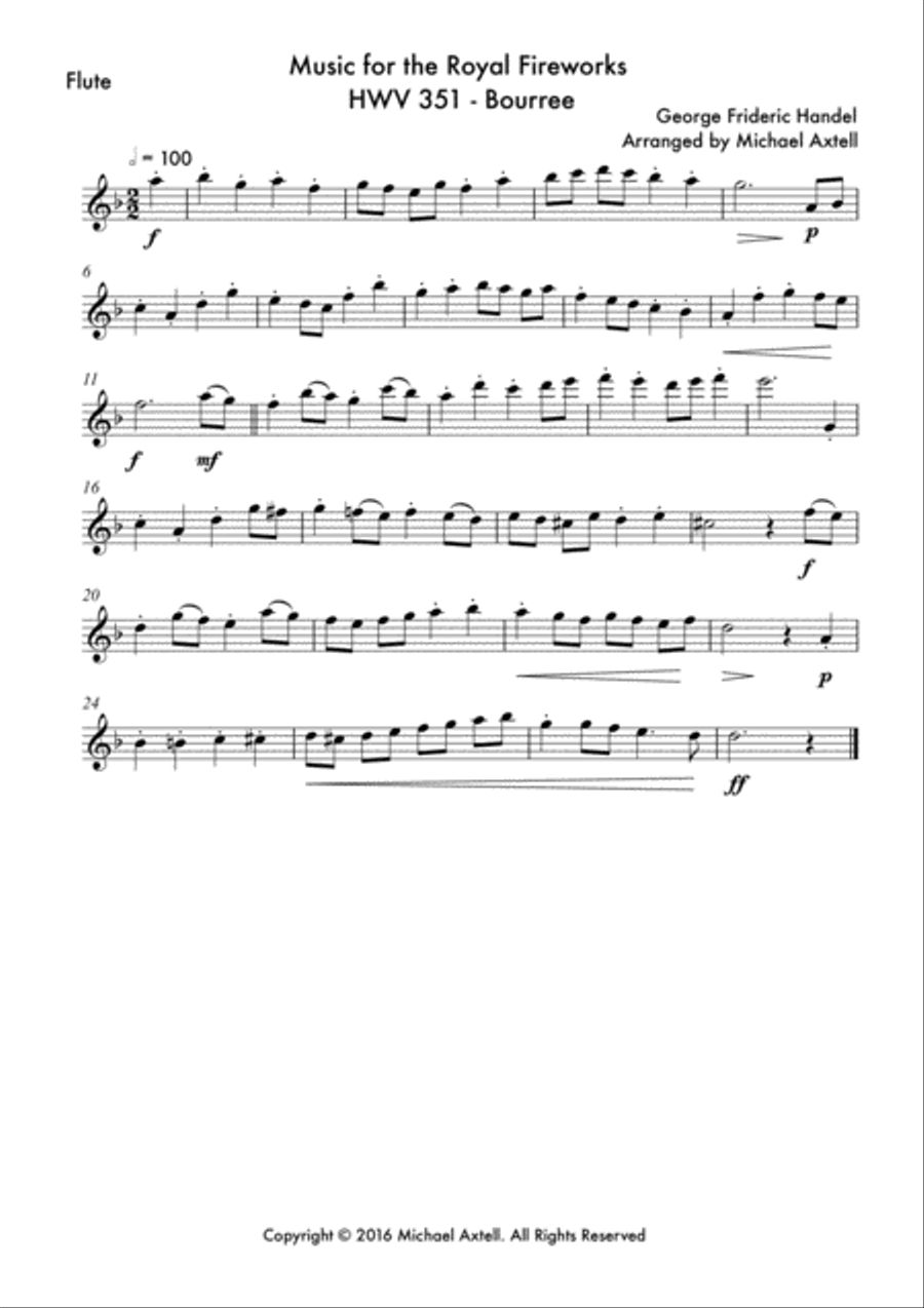 Music for the Royal Fireworks HWV 351 - Bourree by George Frideric Handel Woodwind Trio scores gallery preview page 4
