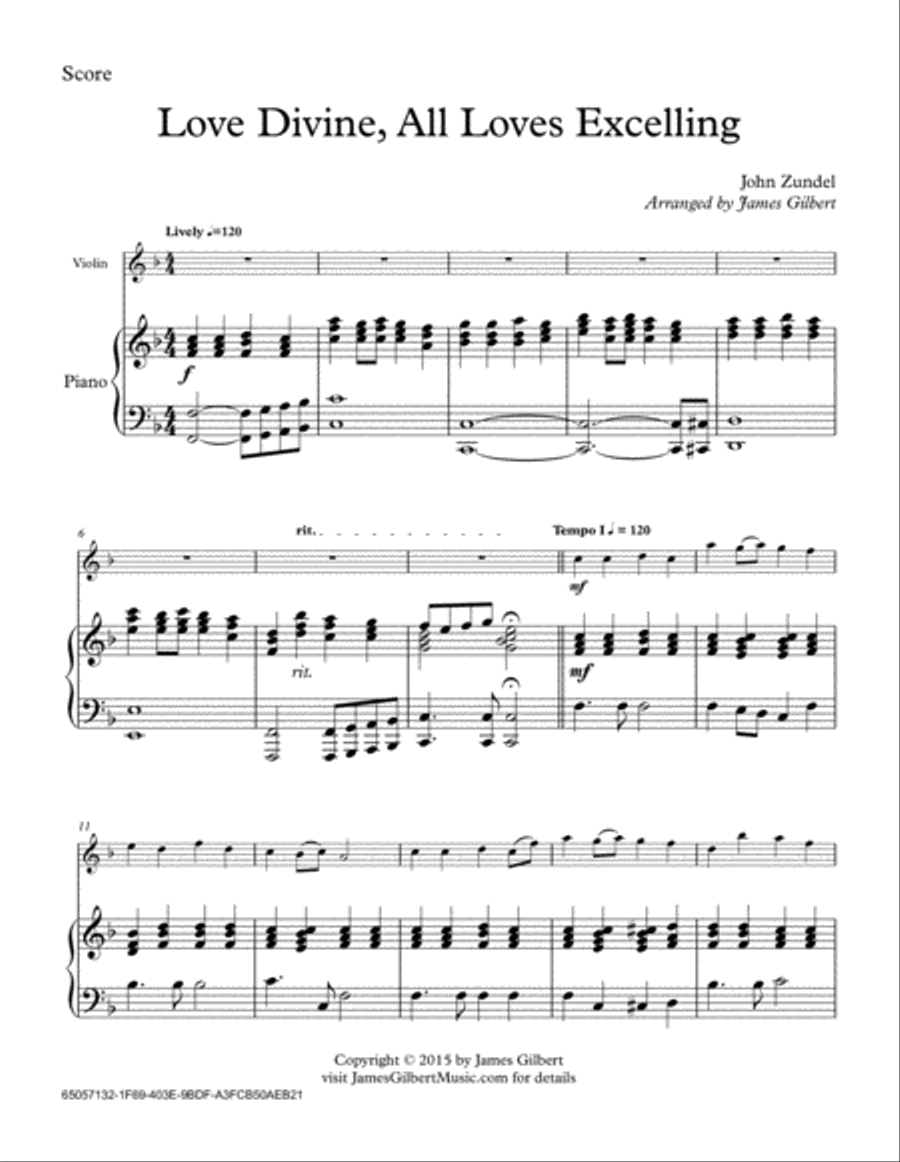 Love Divine, All Loves Excelling Violin Solo scores gallery preview page 1