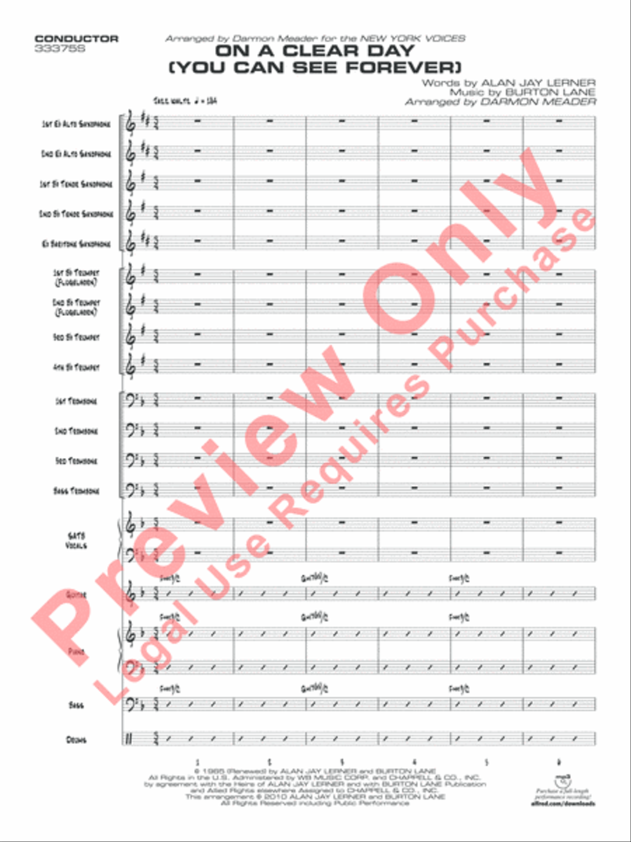 On a Clear Day (You Can See Forever) Jazz Ensemble scores gallery preview page 4