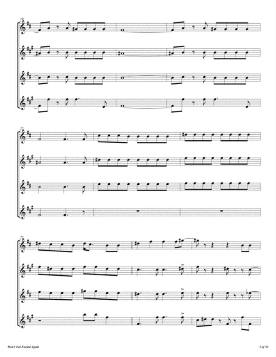 Won't Get Fooled Again Woodwind Quartet scores gallery preview page 4