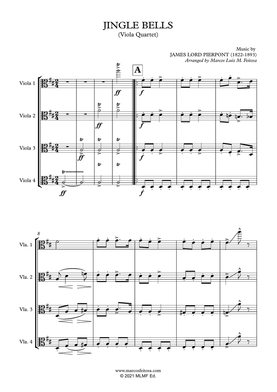 10 Christmas Carols (Book ONE) - Viola Quartet String Quartet scores gallery preview page 3