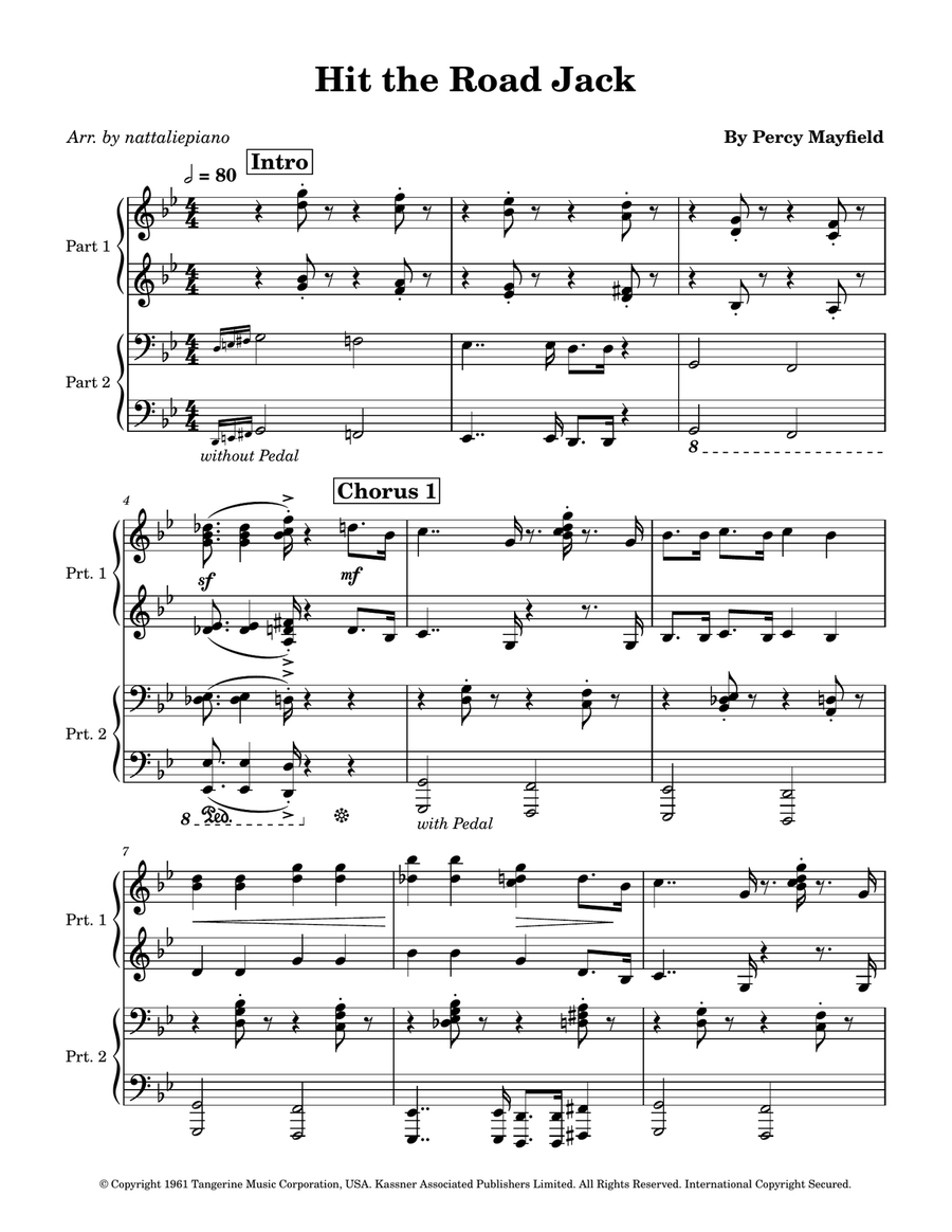 Hit The Road Jack 1 Piano, 4-Hands scores gallery preview page 1