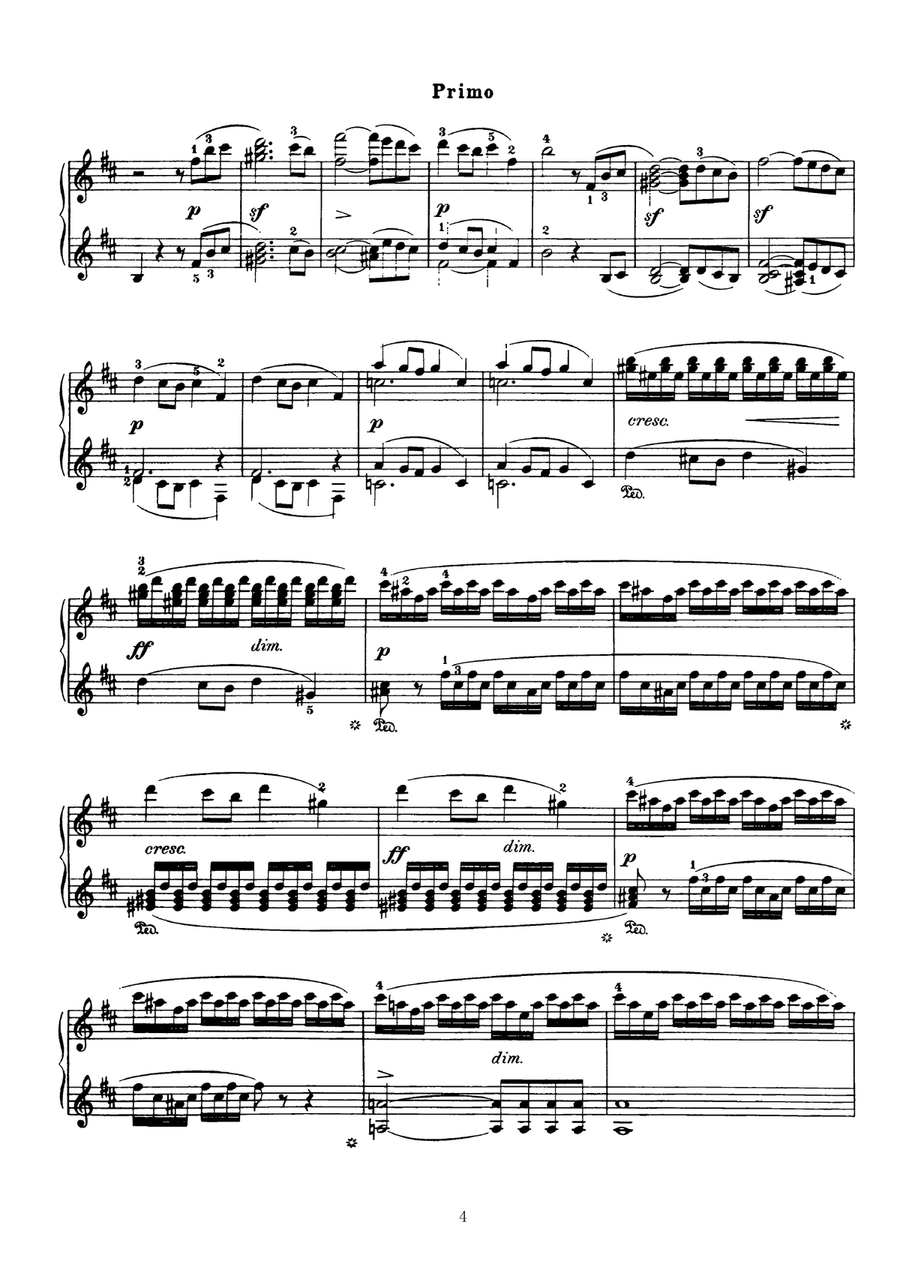 Mendelssohn The Fingal's Cave Overture, for pino duet(1 piano, 4 hands), PM811