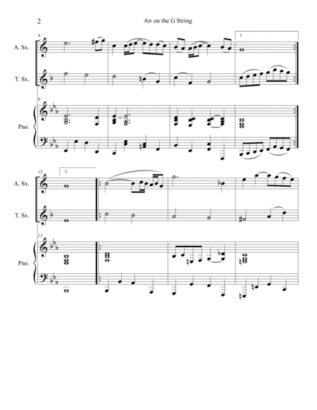 Air on the G String (Alto and Tenor Sax Duet) with opt. piano accompaniment image number null