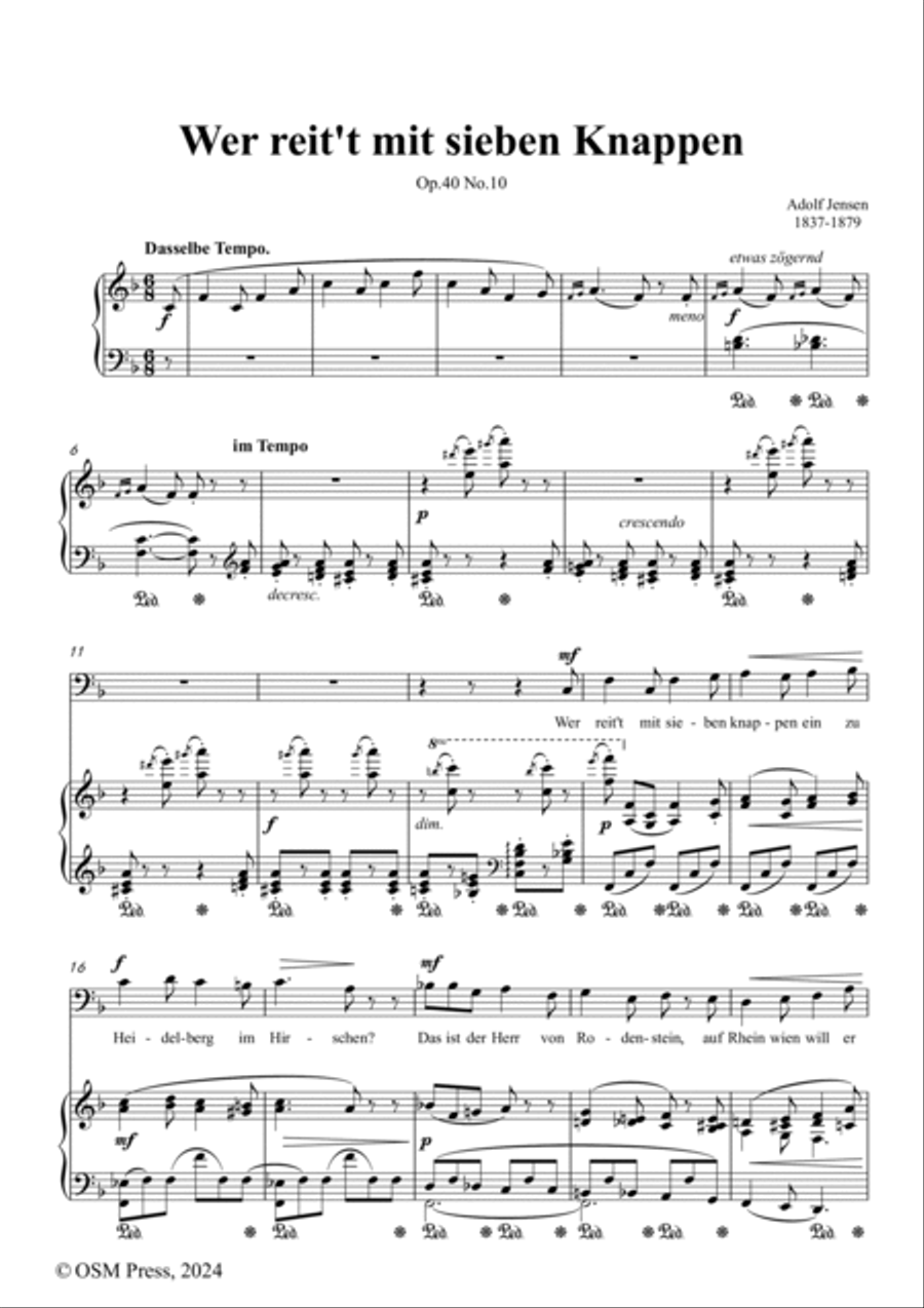 A. Jensen-Wer reit't mit sieben Knappen,in F Major,Op.40 No.10 Voice scores gallery preview page 2