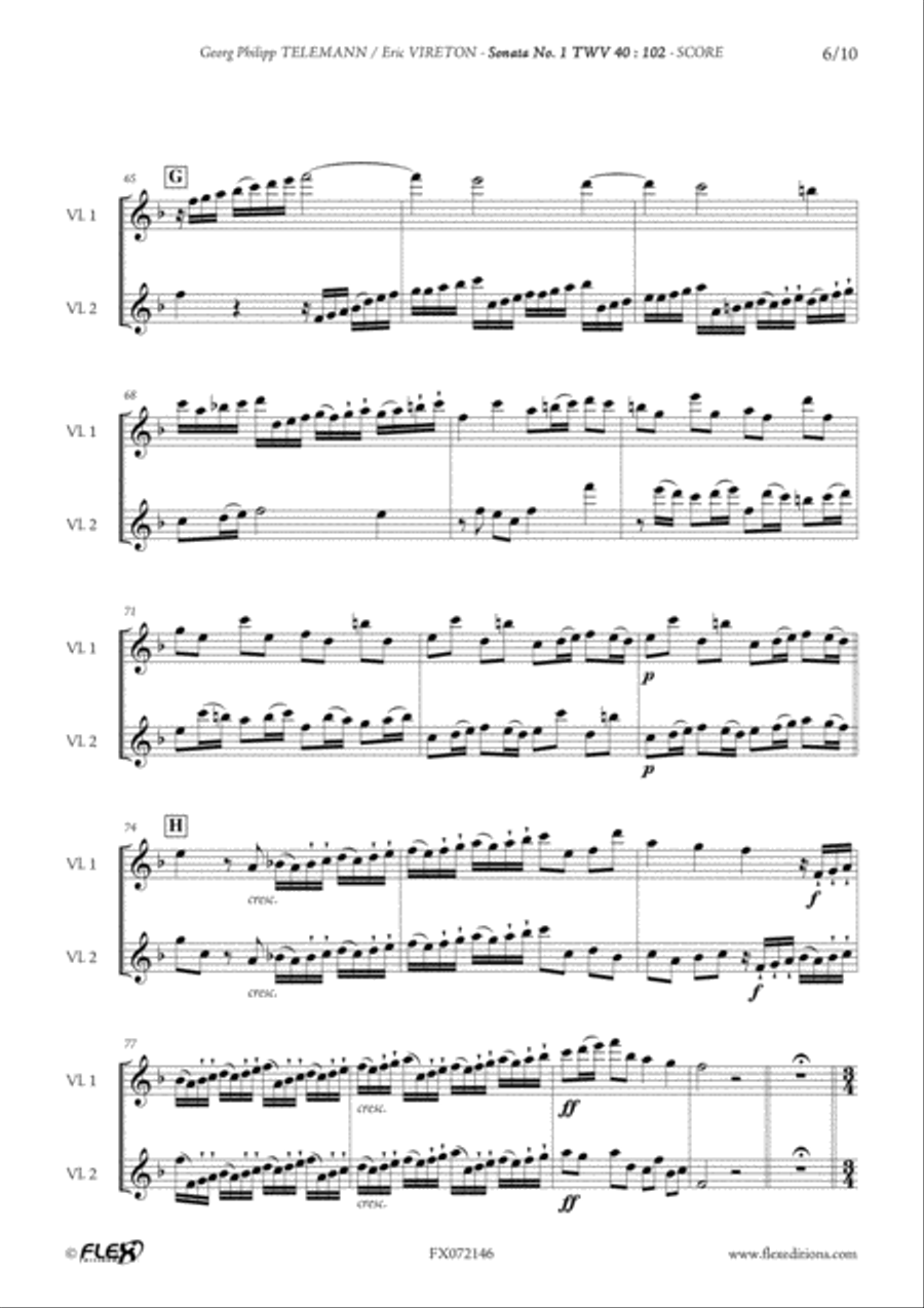 Sonata No. 1 TWV 40 : 102 String Duet scores gallery preview page 6