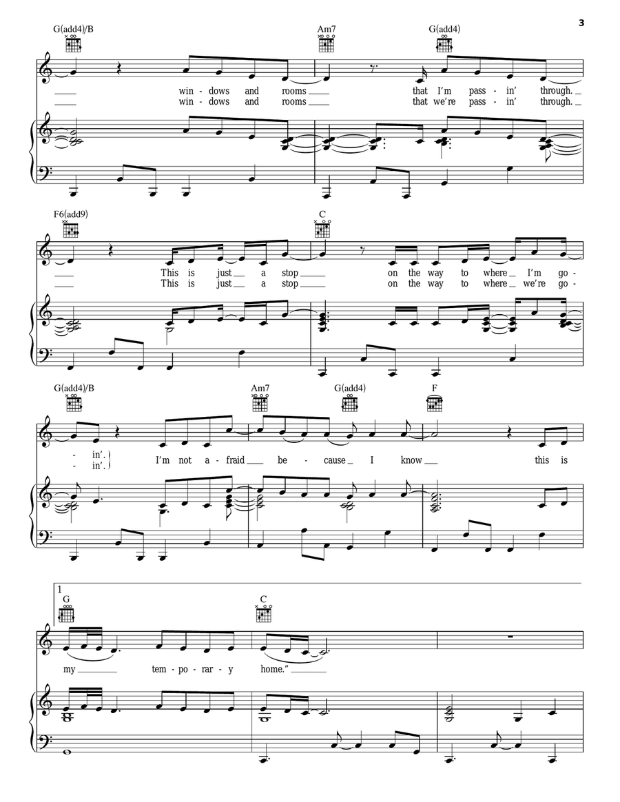 Temporary Home Piano, Vocal, Guitar scores gallery preview page 3