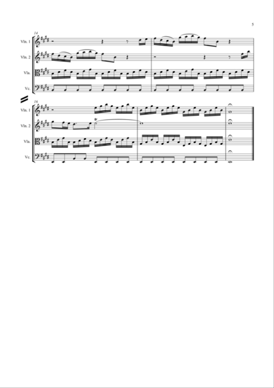 Vivaldi: The Four Seasons (Le quattro stagioni): A 4 Mvt. suite (easier/abridged) - string quartet String Quartet scores gallery preview page 5