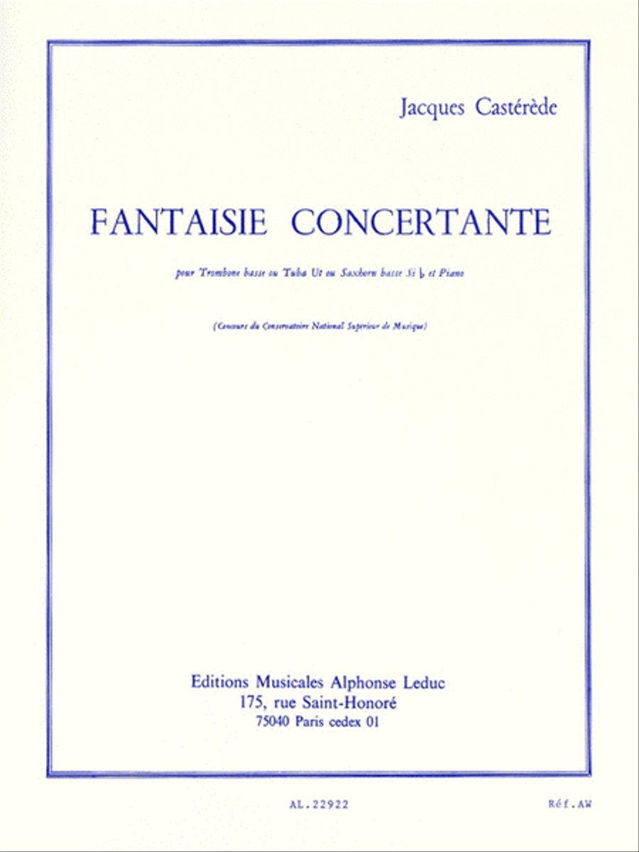 Fantaisie Concertante Pour Trombone Basse Ou Tuba Ut Ou Saxhorn Basse Sib Et Piano Trombone scores gallery preview page 1