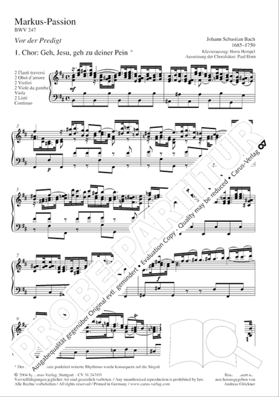 St. Mark Passion (Markus-Passion) 4-Part scores gallery preview page 4