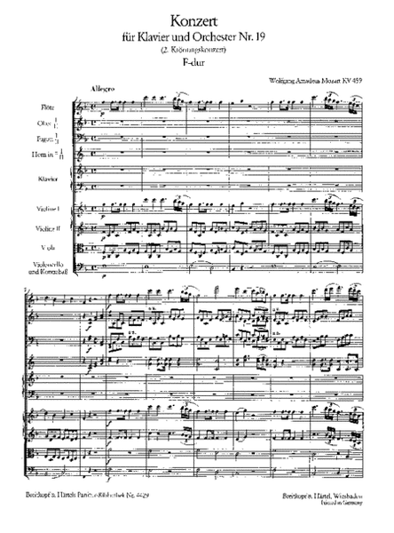 Piano Concerto [No. 19] in F major K. 459