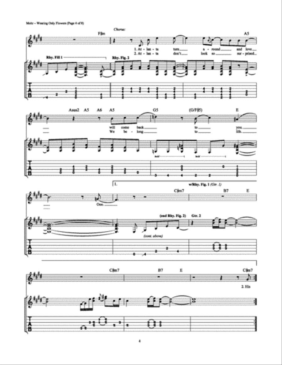 Wearing Only Flowers Wearing Only Flowers Electric Guitar scores gallery preview page 4