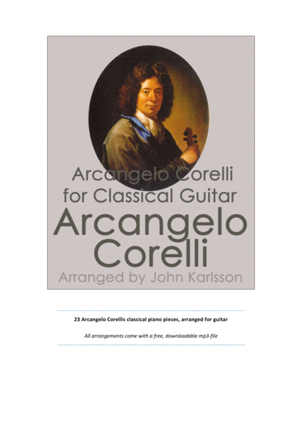 23 Arcangelo Corelli piano pieces, arranged for classical guitar image number null