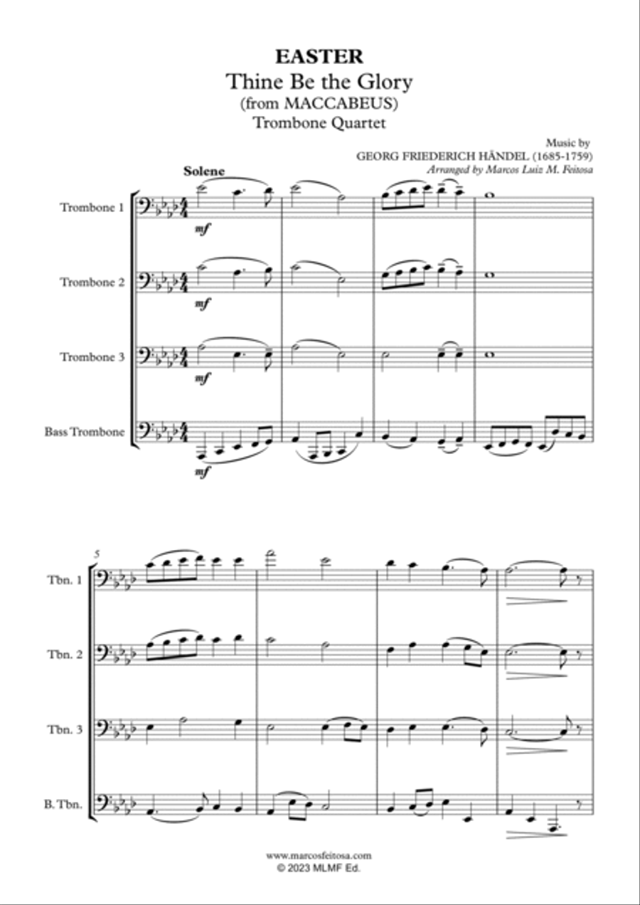Thine Be the Glory (Maccabeus) - Trombone Quartet Brass Quartet scores gallery preview page 3