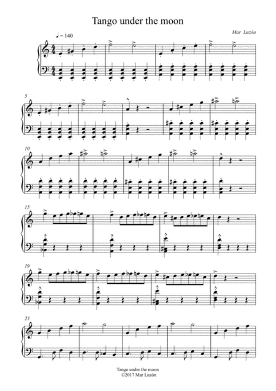 Tango under the moon Tango under the moon Piano Solo scores gallery preview page 2