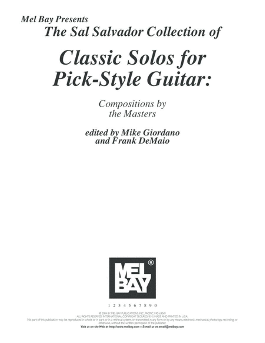 Sal Salvador Collection of Classic Solos for Pick-Style Guitar Classical Guitar scores gallery preview page 7