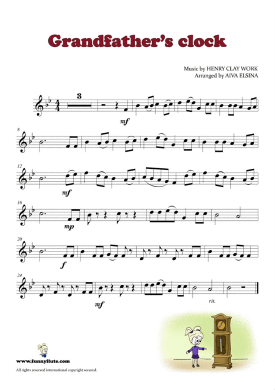 Grandfather's clock Flute Solo scores gallery preview page 3