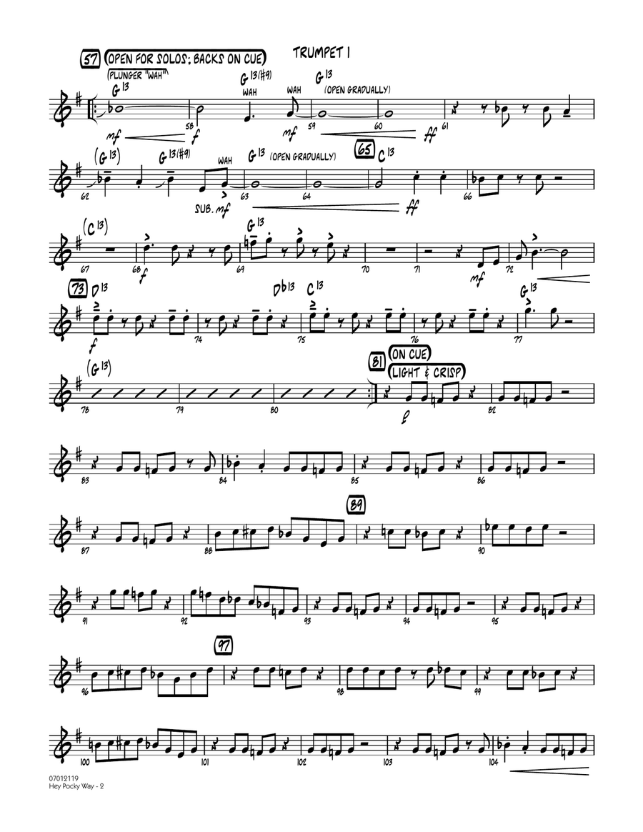 Hey Pocky Way - Trumpet 1 Jazz Ensemble scores gallery preview page 2