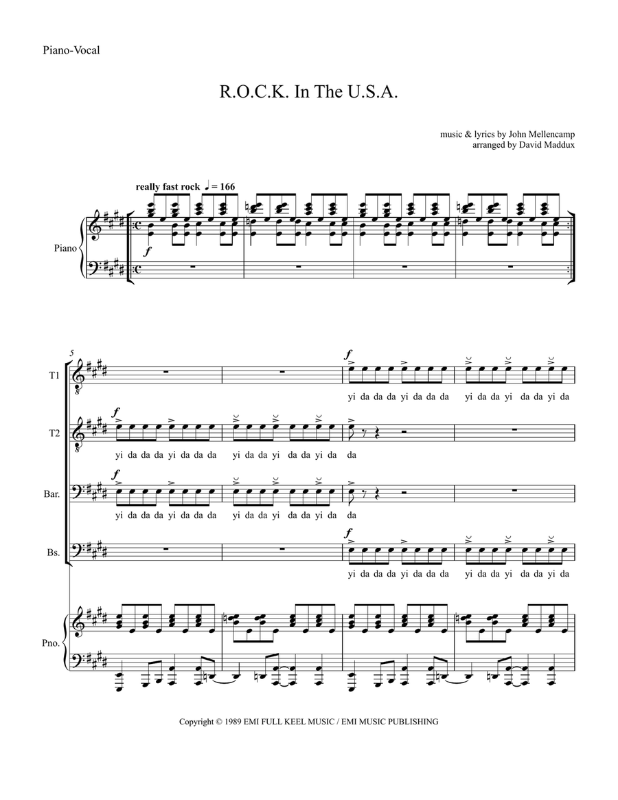 R.o.c.k. In The Usa TTBB scores gallery preview page 1