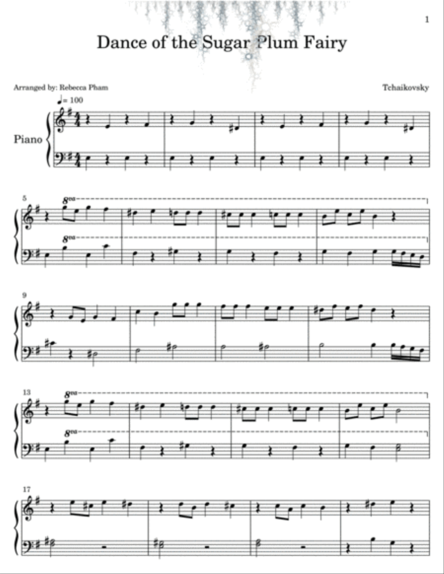 Dance of the Sugar Plum Fairy Easy Piano scores gallery preview page 1