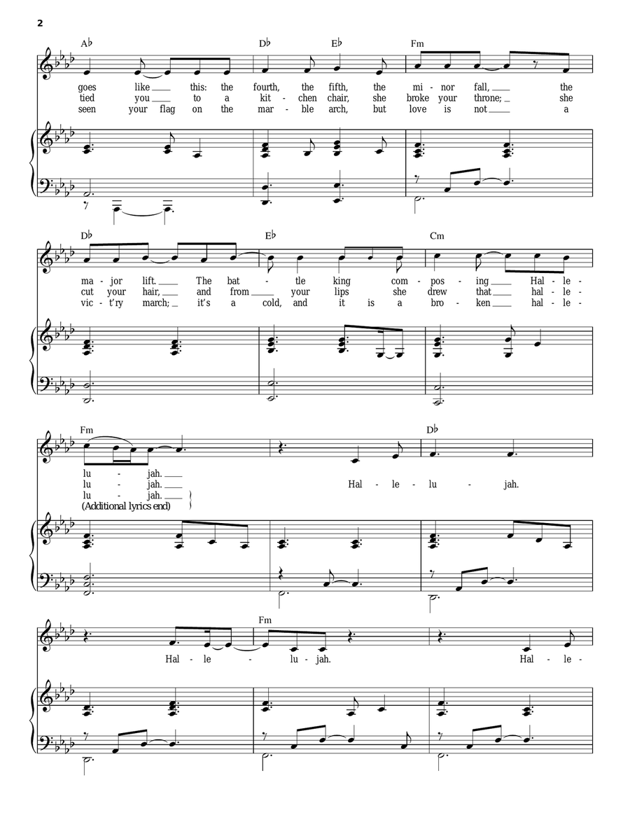 Hallelujah Piano, Vocal scores gallery preview page 2