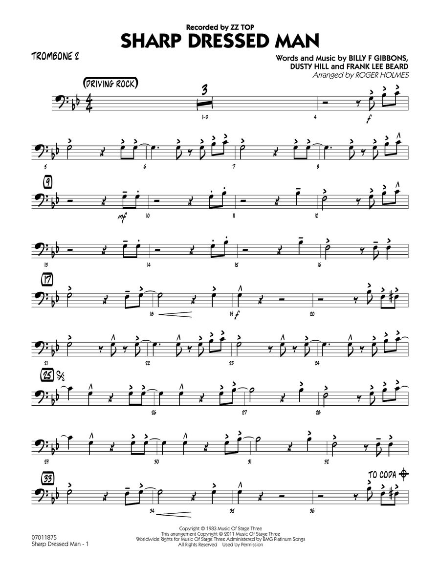 Sharp Dressed Man - Trombone 2 Jazz Ensemble scores gallery preview page 1