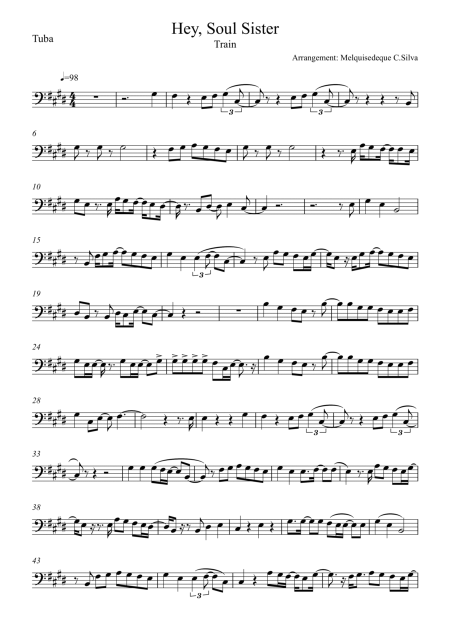 Hey, Soul Sister Tuba scores gallery preview page 1