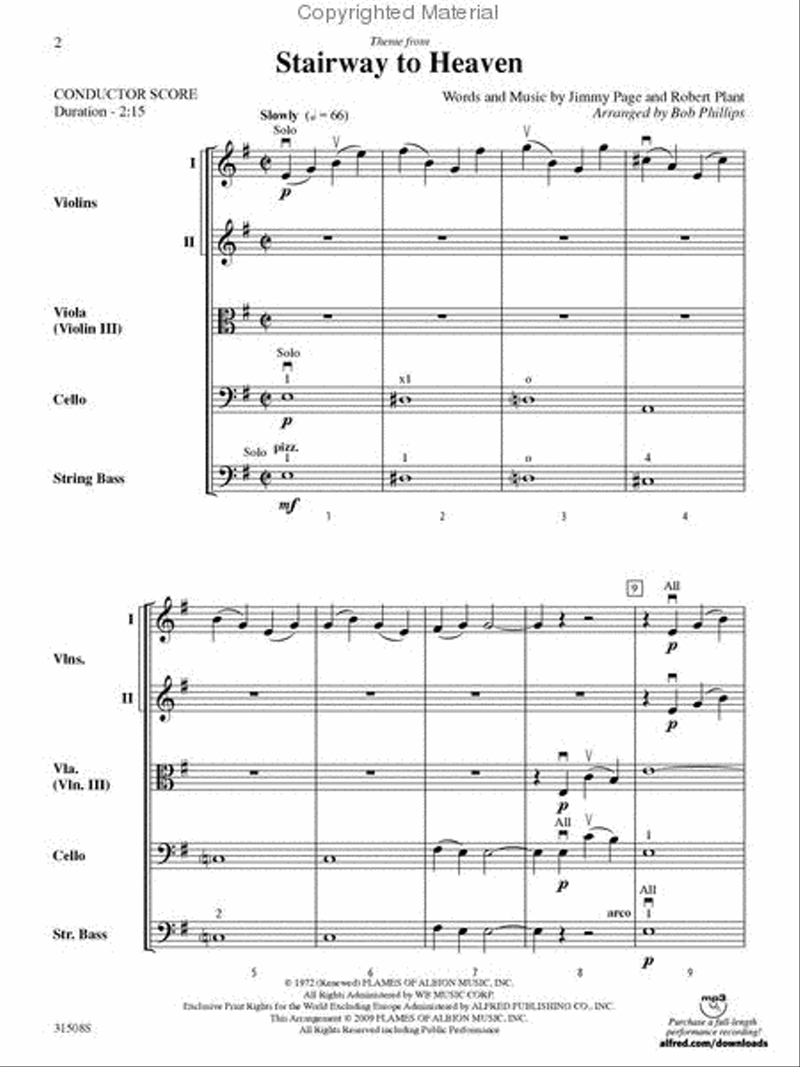 Stairway to Heaven, Theme from String Orchestra scores gallery preview page 2