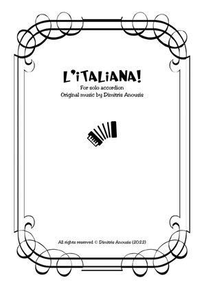 Book cover for Dimitris Anousis: "L' Italiana" for solo accordion