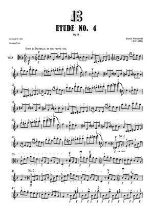 Book cover for Henri Wieniawski Op. 18 No. 4 - Etudes - Caprices arr. for viola by Szczepan Pytel
