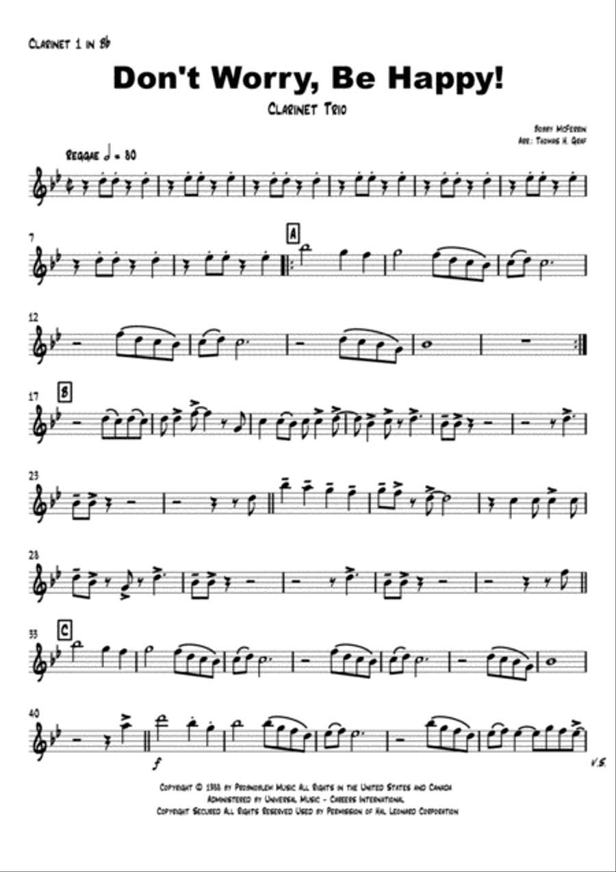 Don't Worry, Be Happy Woodwind Trio scores gallery preview page 4