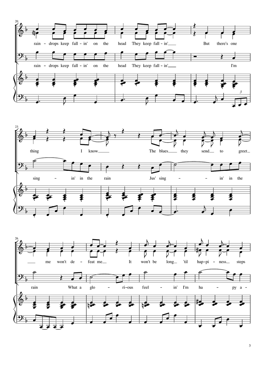 Raindrops Keep Fallin' On My Head 3-Part scores gallery preview page 3
